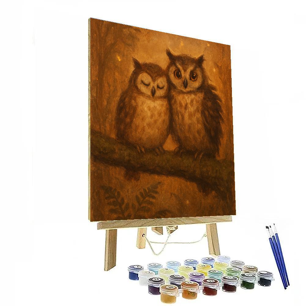 Rustic Owls In Hearthside Clearing Number painting