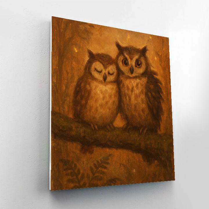 Rustic Owls In Hearthside Clearing Number painting