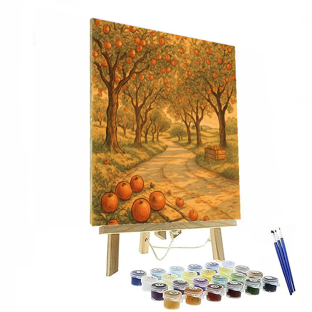 Sunlit Orchard Lane Number painting
