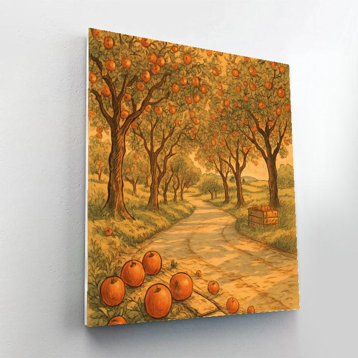 Sunlit Orchard Lane Number painting