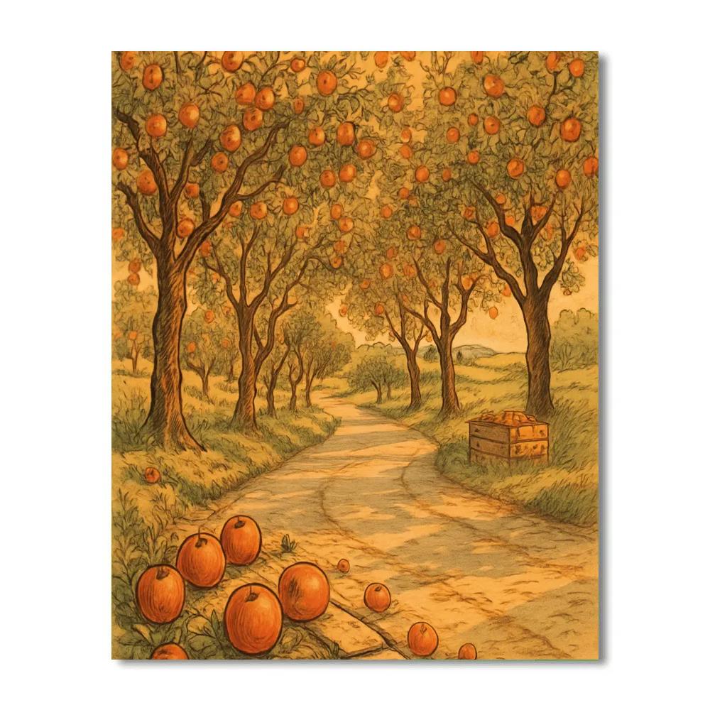 Sunlit Orchard Lane Number painting