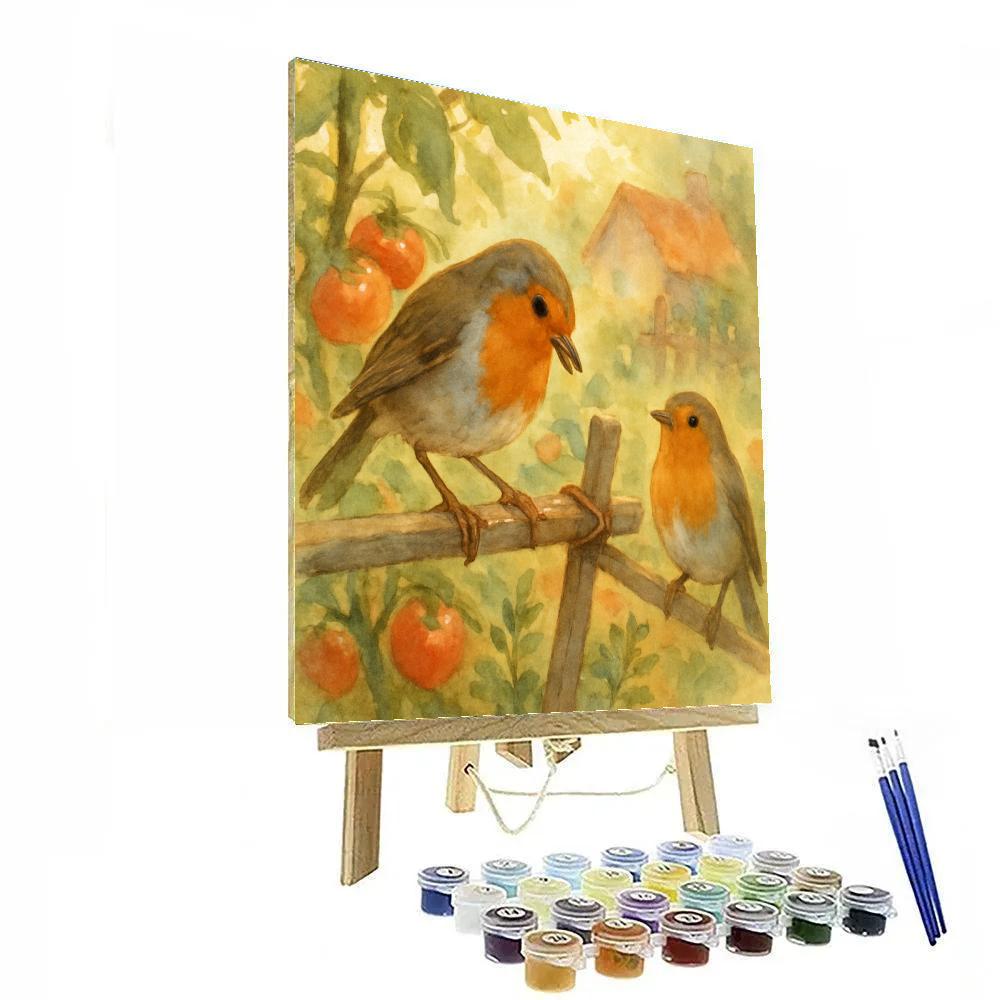 Robin Brunch In Painted Vegetable Garden paint by numbers