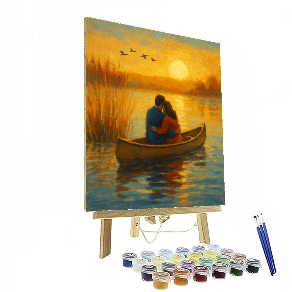 Golden Hour Canoe Embrace painting number kit