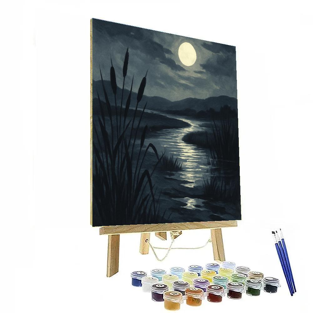 Moonlit Marsh Serenity Number painting