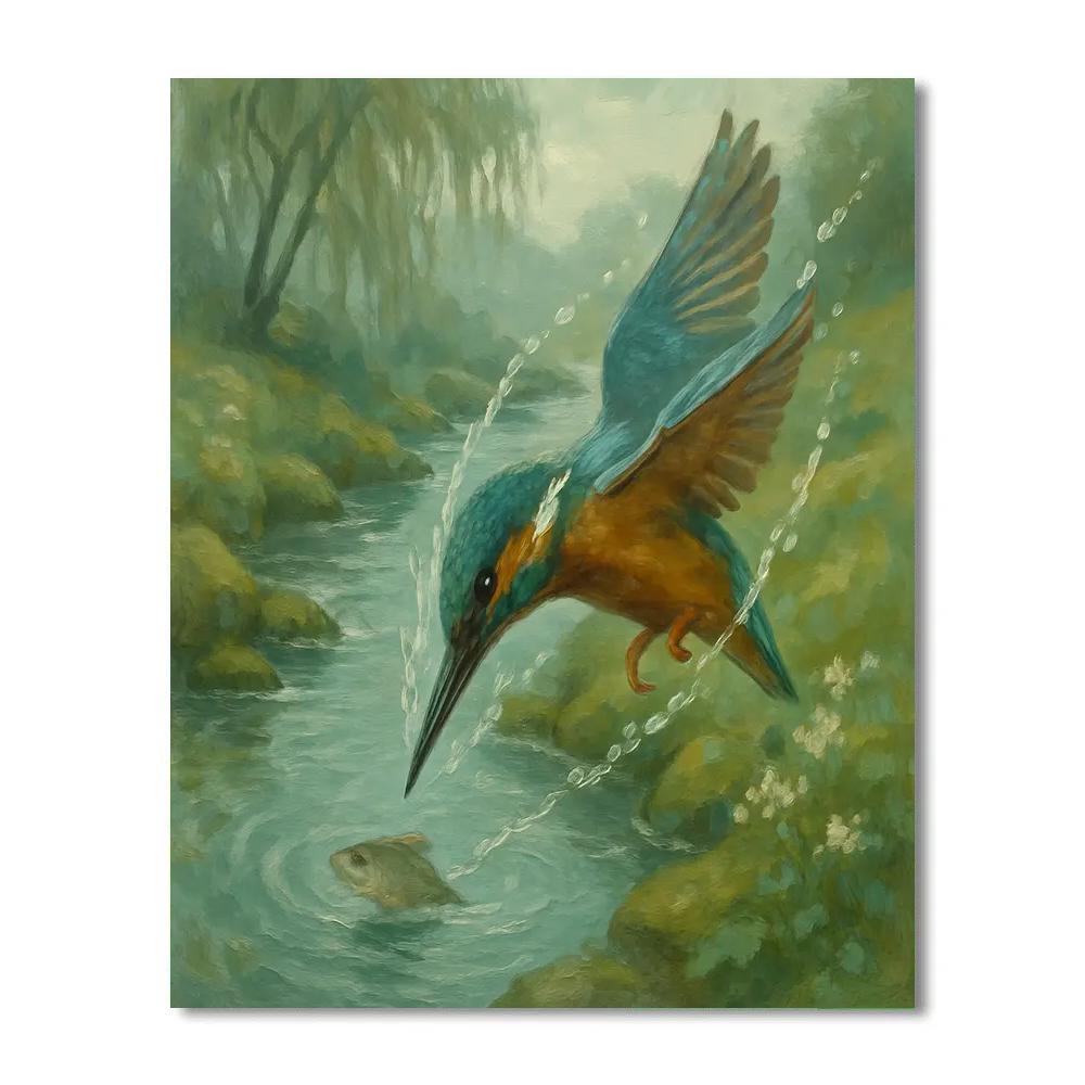 Kingfisher Painted Splash At Brookside Numbered painting kits