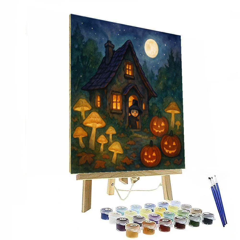 Mushroom Moonlight Cottage Painting by numbers kit