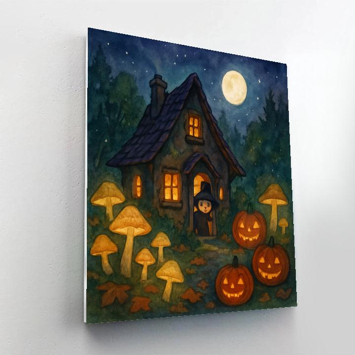 Mushroom Moonlight Cottage Painting by numbers kit