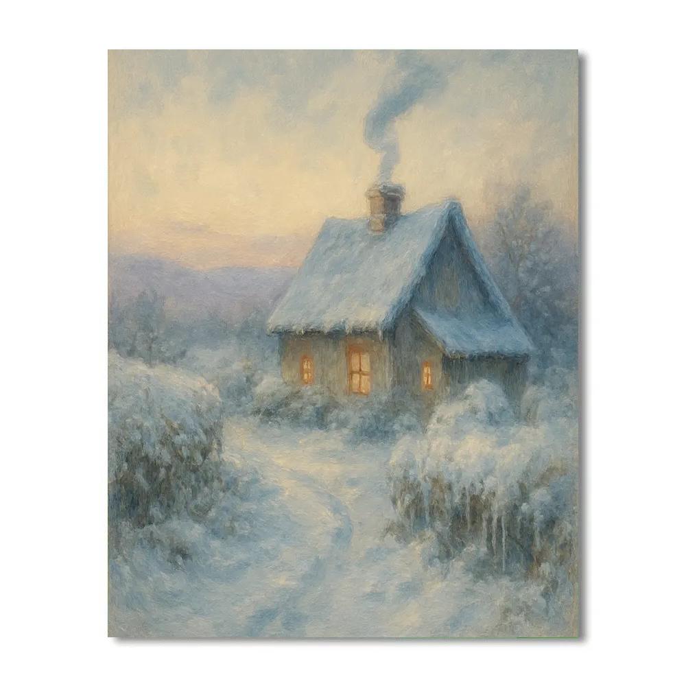 Cottage Smoke At Winter Twilight DIY paint by numbers