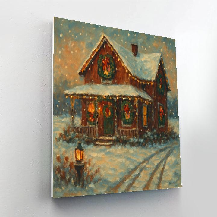 Festive Farmhouse With Twinkling Lights DIY paint by numbers