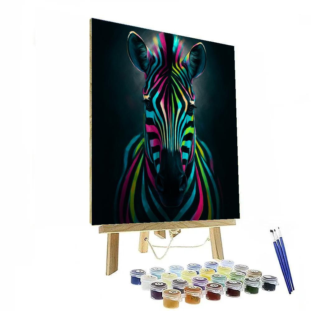 Vivid Striped Zebra painting number kit