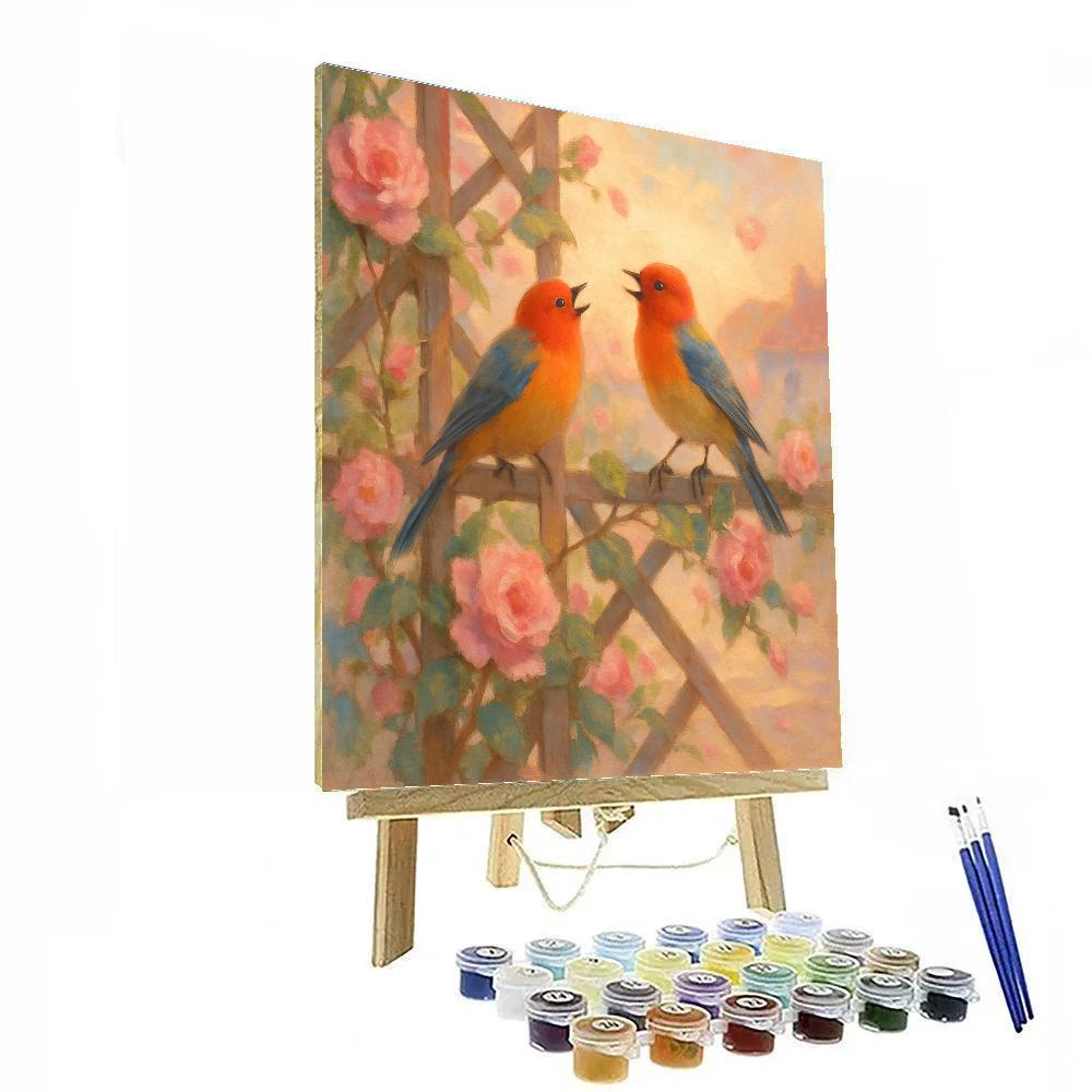 Painted Tanagers On Spring Lattice Painting by numbers kit