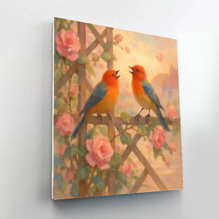 Painted Tanagers On Spring Lattice Painting by numbers kit