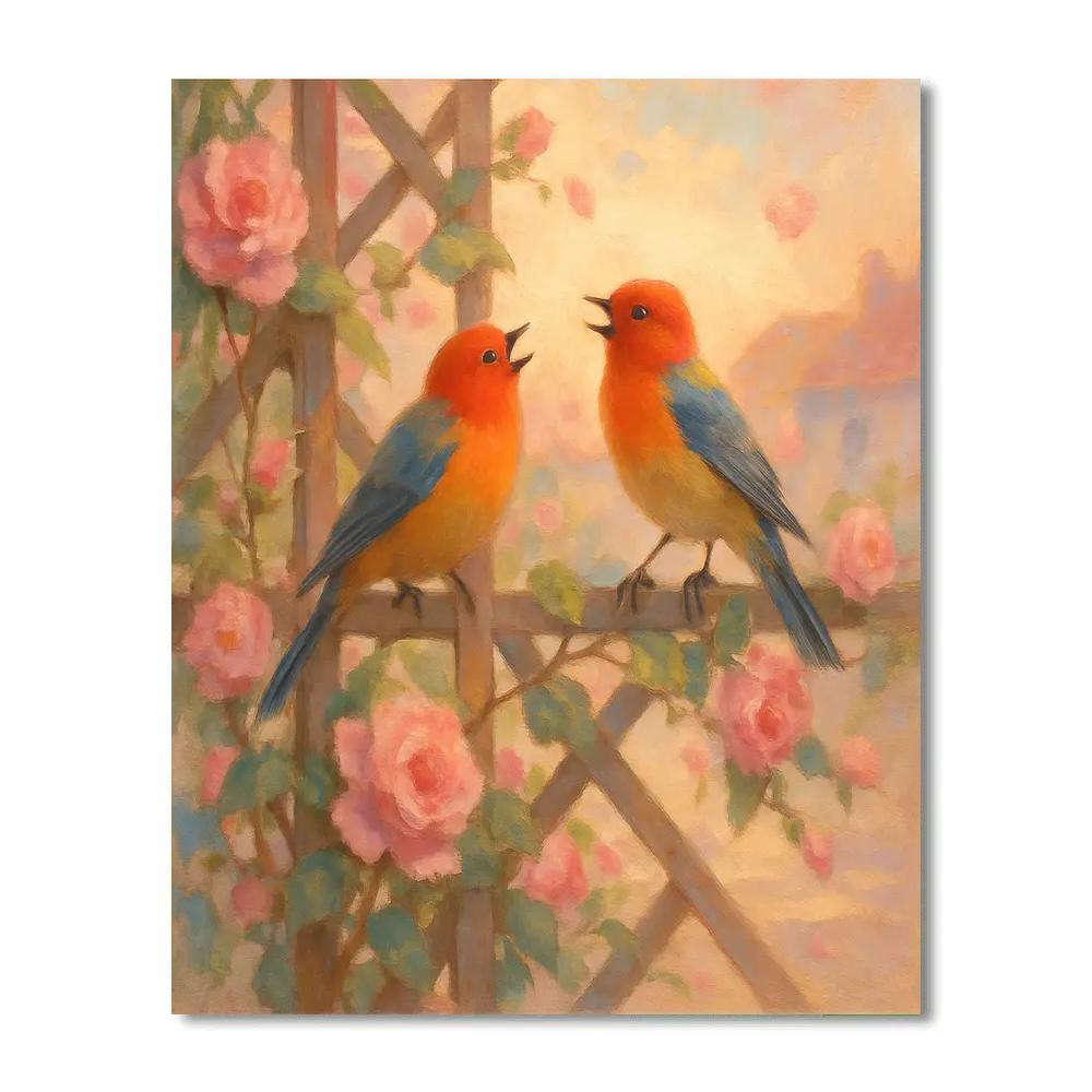 Painted Tanagers On Spring Lattice Painting by numbers kit