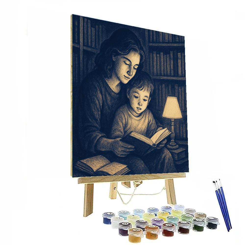 Library Nook Reading Together paint by numbers