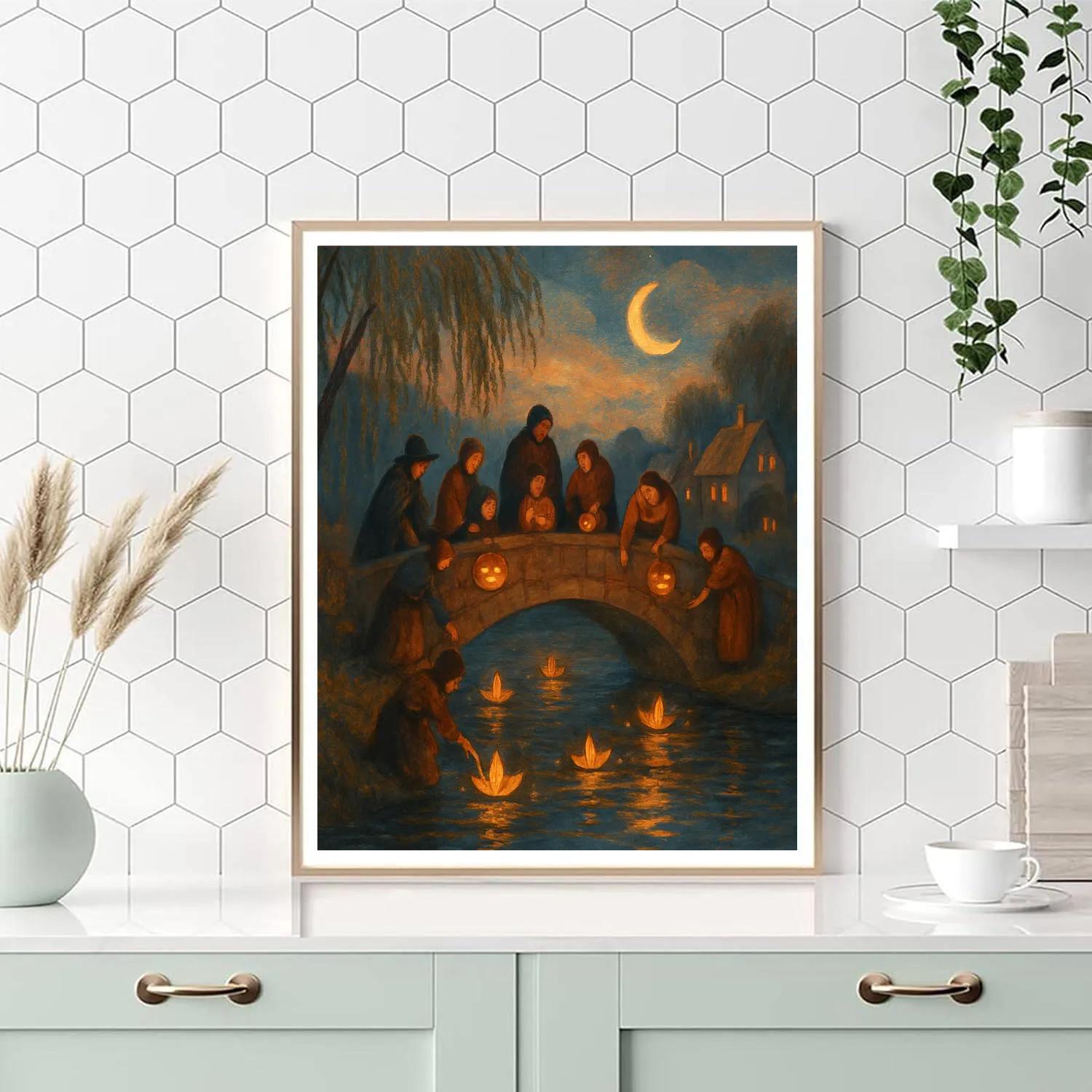 Lantern Bridge Gathering Paint by numbers art