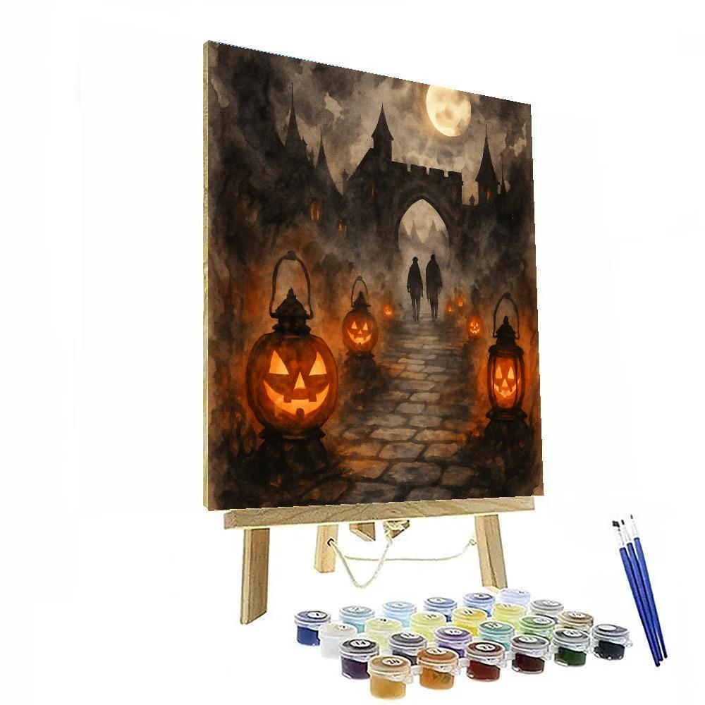 Lantern Lane At Dusk Number painting