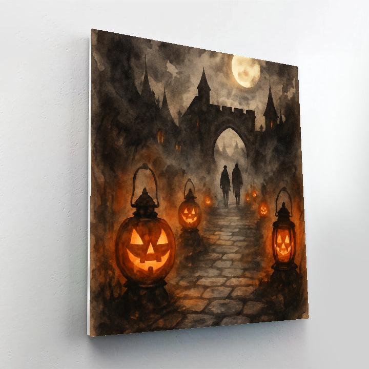Lantern Lane At Dusk Number painting