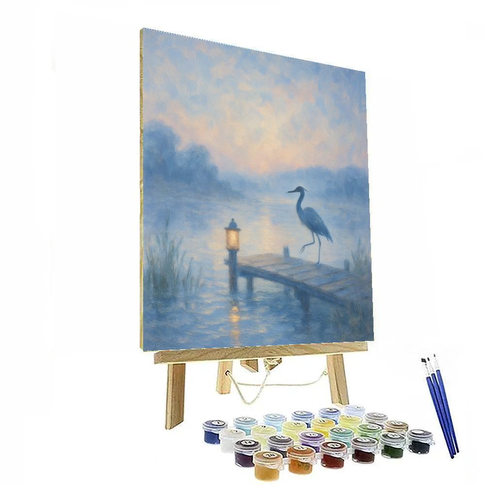 Misty Blue Dawn Reflection DIY paint by numbers