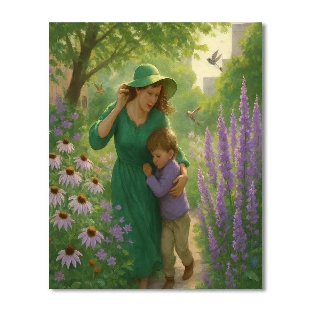 Mothers Protective Wings Garden Walk Paint by numbers art