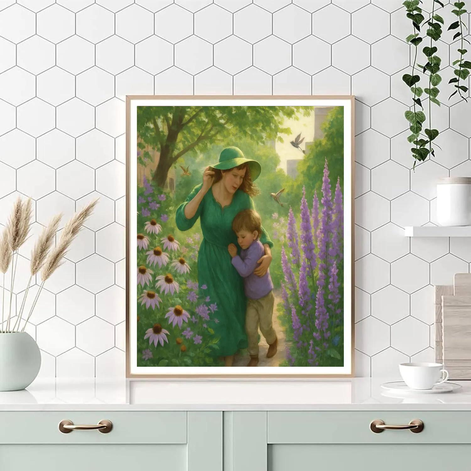 Mothers Protective Wings Garden Walk Paint by numbers art