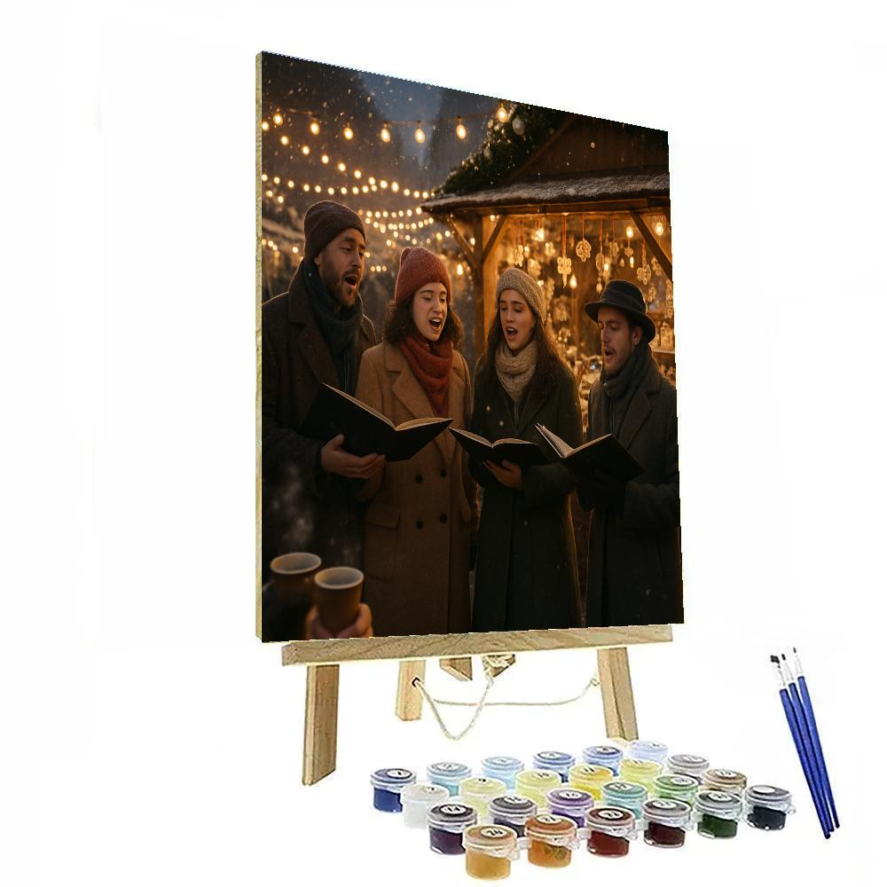 Christmas Market Carolers Numbered painting kits
