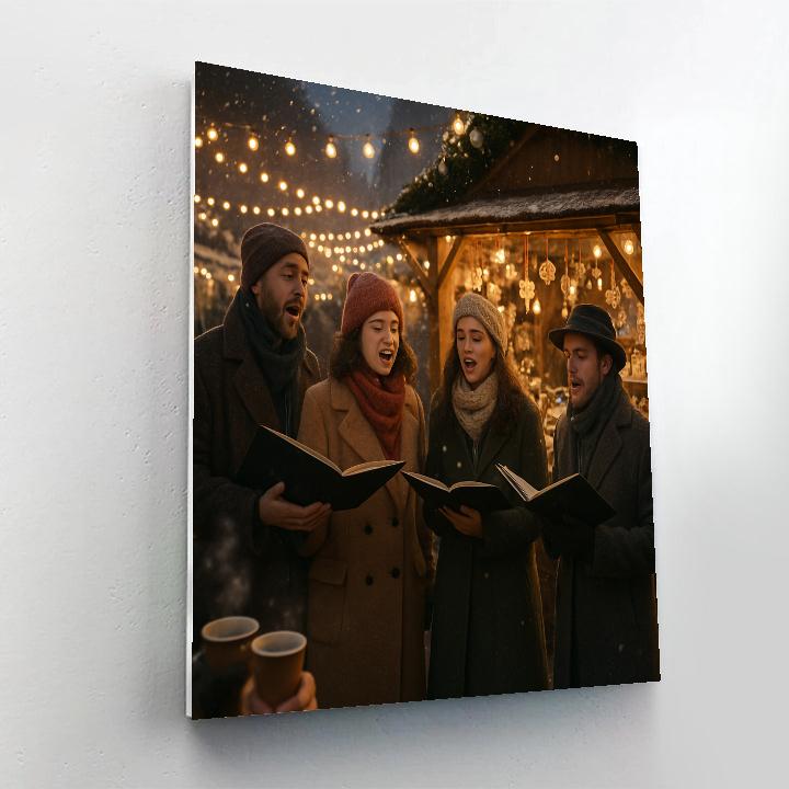 Christmas Market Carolers Numbered painting kits
