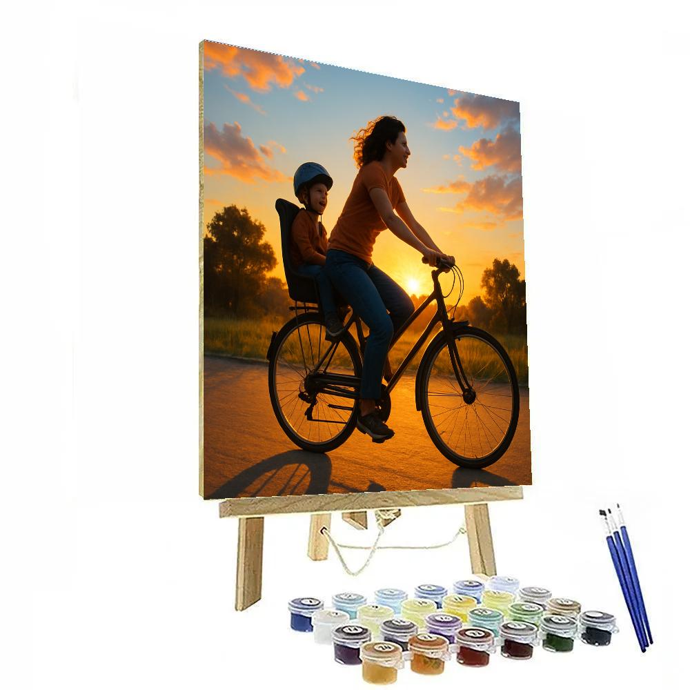 Sunset Bicycle Ride Mom And Child Numbered painting kits