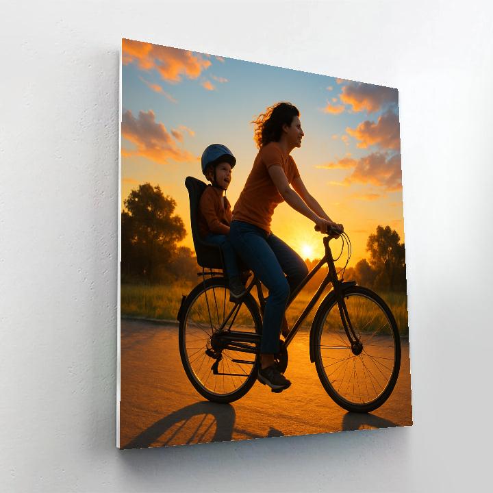 Sunset Bicycle Ride Mom And Child Numbered painting kits