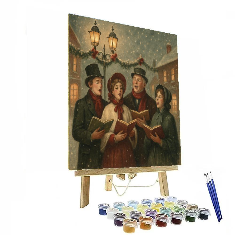 Victorian Christmas Carols In Snowy Square DIY paint by numbers