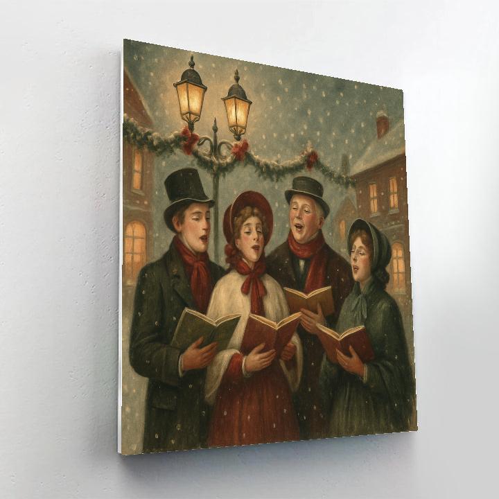 Victorian Christmas Carols In Snowy Square DIY paint by numbers