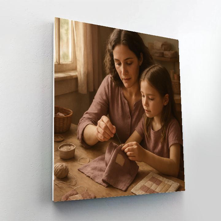 Mother And Daughter Sewing Together DIY paint by numbers