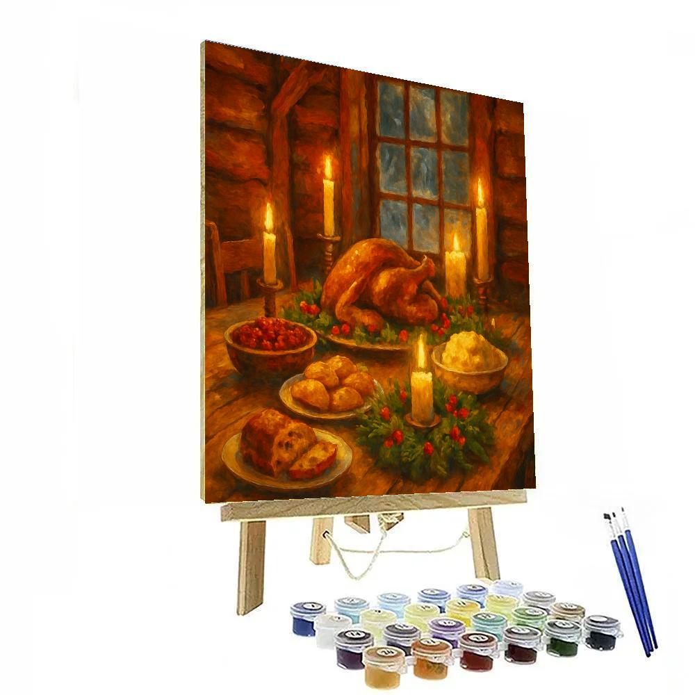 Holiday Feast Table In Rustic Cabin Paint by numbers art