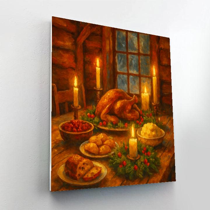 Holiday Feast Table In Rustic Cabin Paint by numbers art