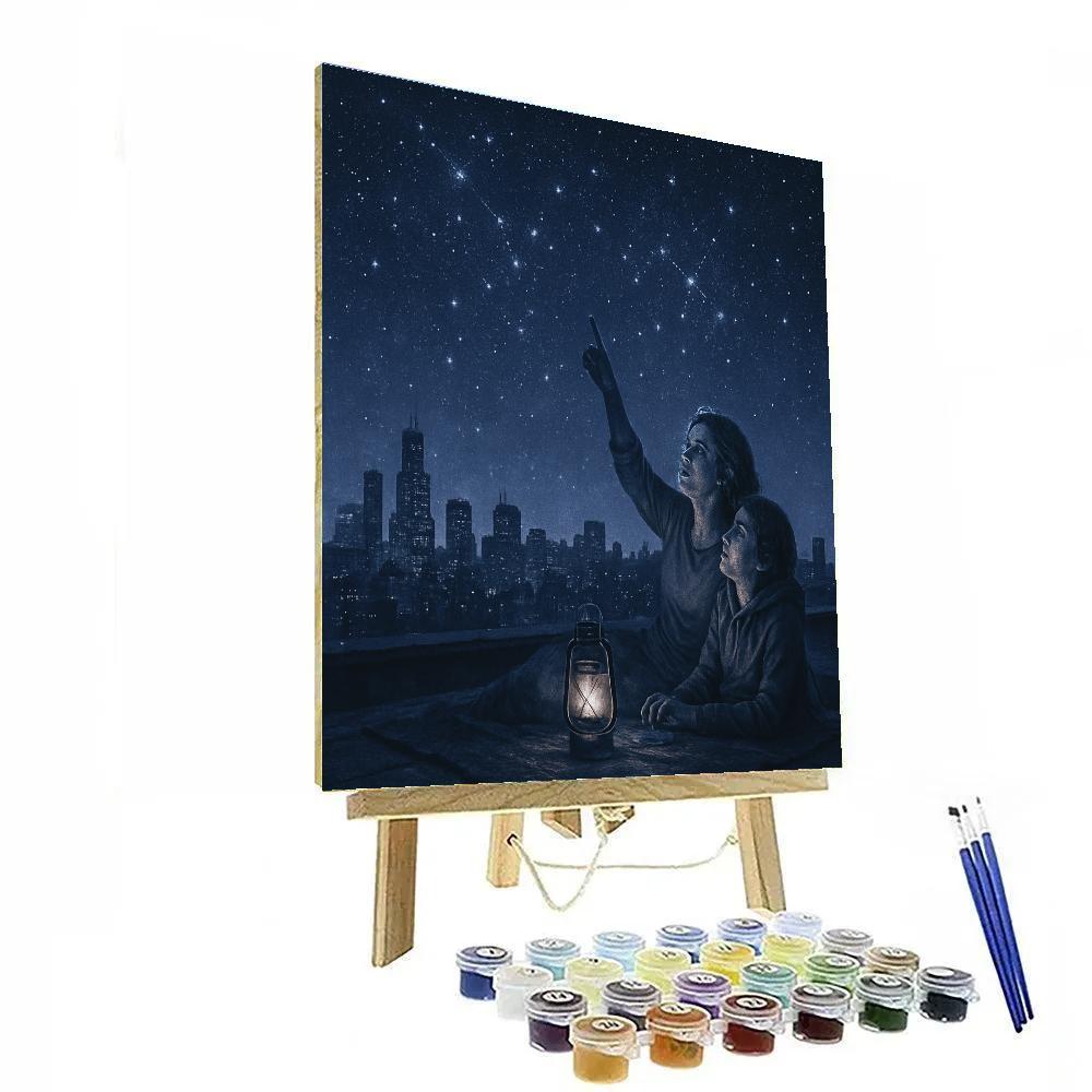 Mother And Teen Stargazing Night paint by color