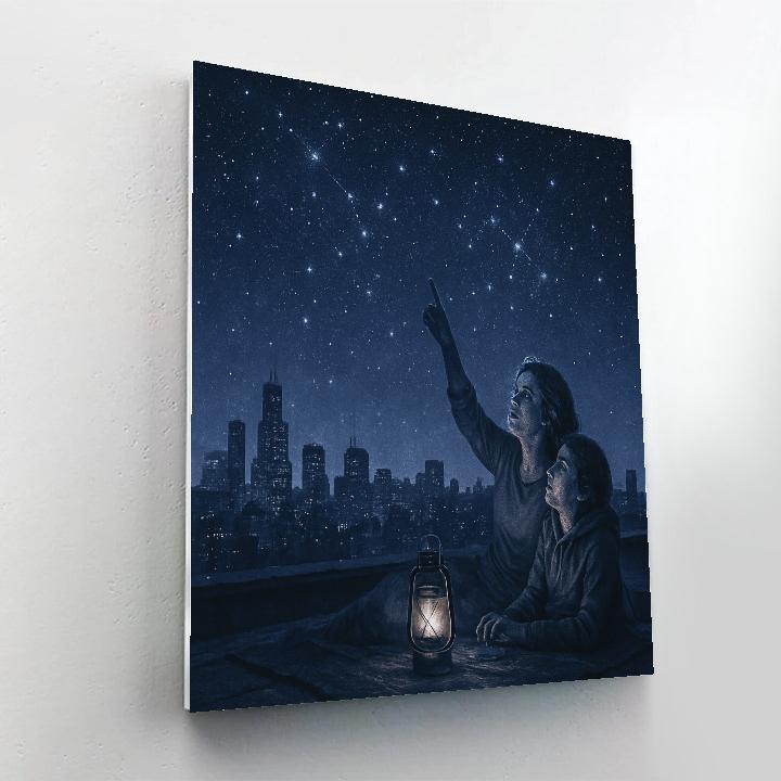 Mother And Teen Stargazing Night paint by color