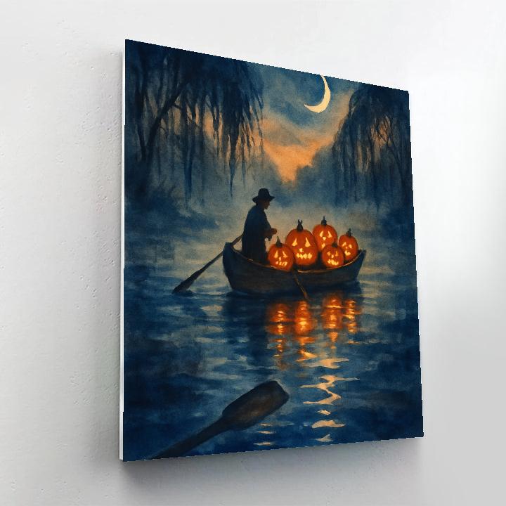 Midnight Pumpkin Ferry Number painting