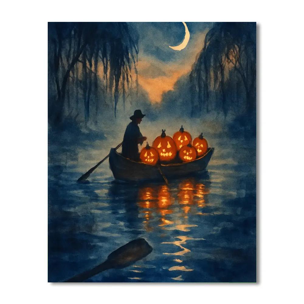 Midnight Pumpkin Ferry Number painting