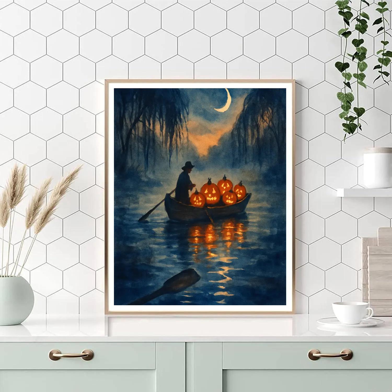 Midnight Pumpkin Ferry Number painting