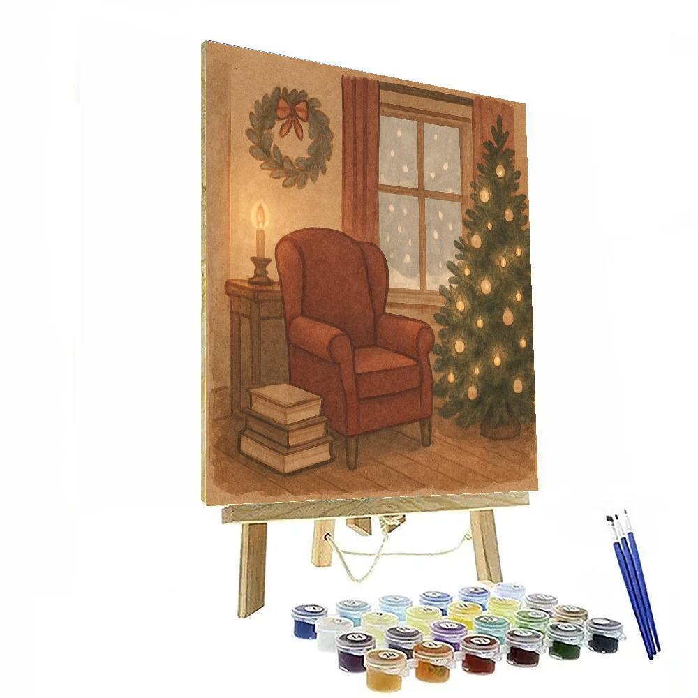 Cozy Reading Nook With Holiday Decor Numbered painting kits