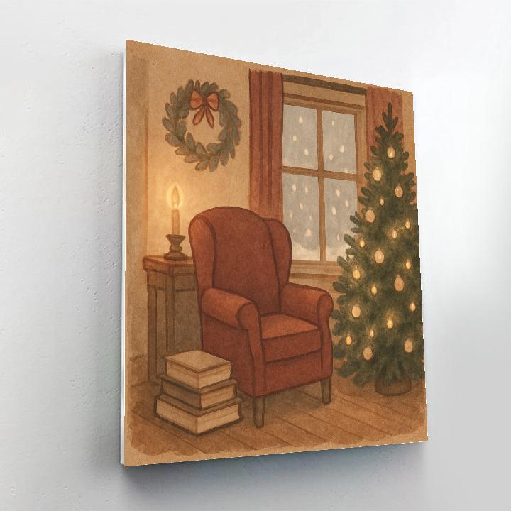 Cozy Reading Nook With Holiday Decor Numbered painting kits