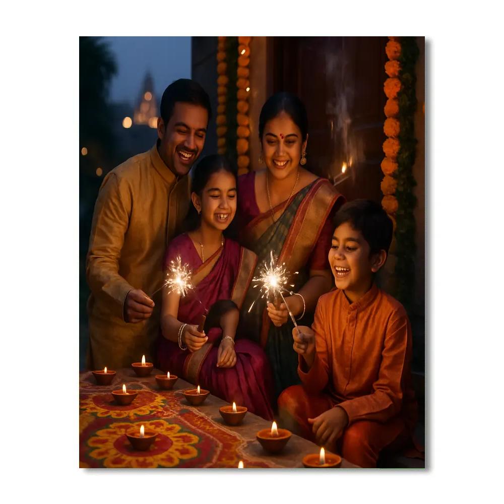 Diwali Evening Celebration In India Paint by numbers art