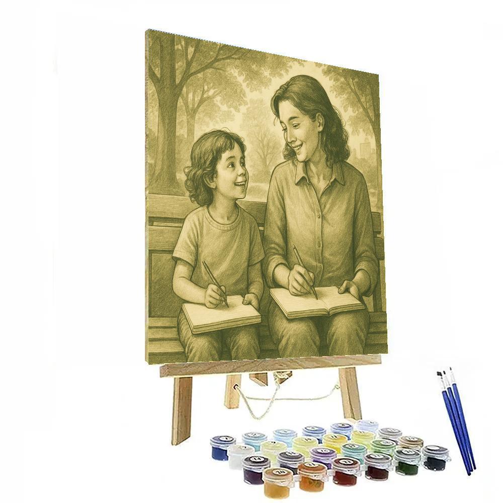 Sketching Together At The Park Bench Paint by numbers kits