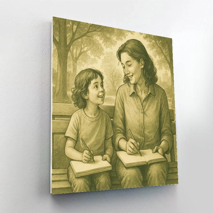 Sketching Together At The Park Bench Paint by numbers kits