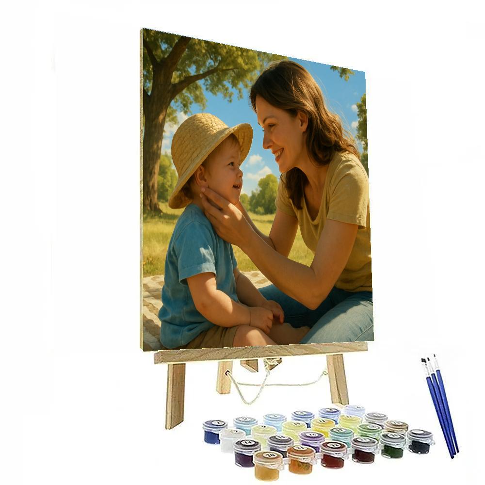 Picnic Blanket Sunhat Mother And Child Painting by numbers kit