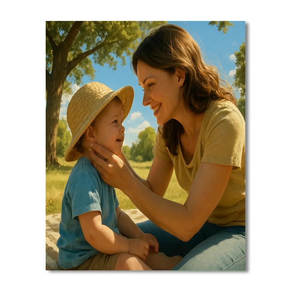 Picnic Blanket Sunhat Mother And Child Painting by numbers kit