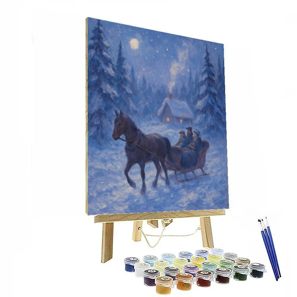 Moonlit Sleigh Ride Through Frosted Pines DIY paint by numbers