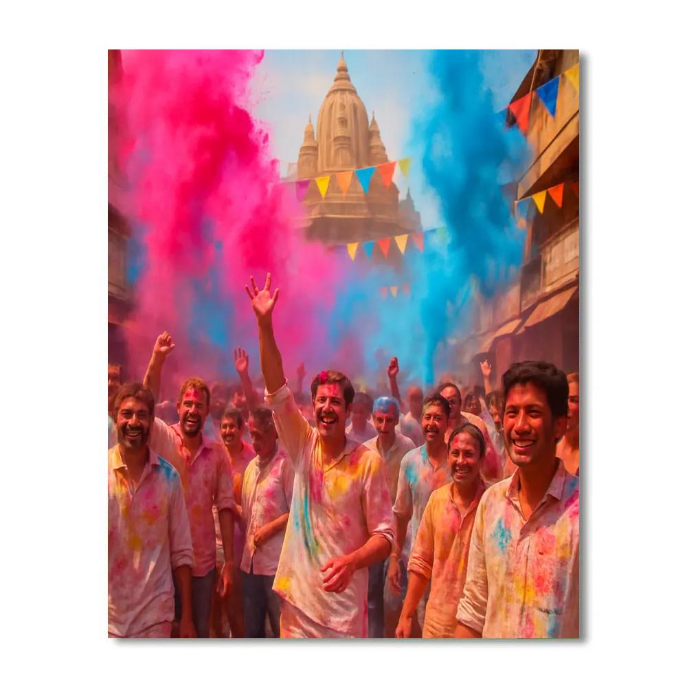 Authentic Holi Celebration In Mathura DIY paint by numbers