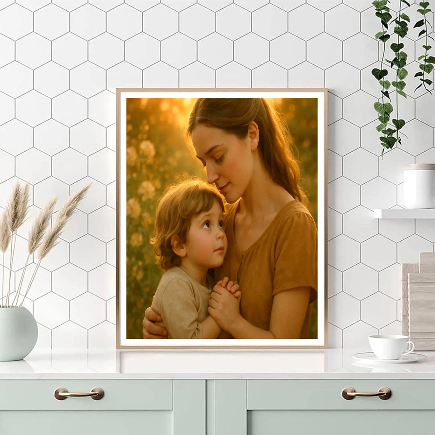 A Mothers Warmth Embracing Child Paint by numbers kits