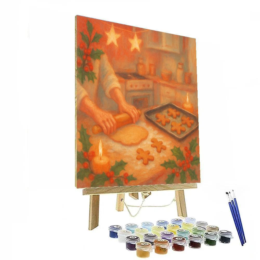 Holiday Baking In Festive Kitchen Paint by numbers art