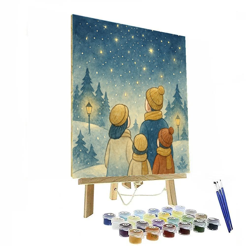 Holiday Star Gazing On Snowy Hill paint by numbers